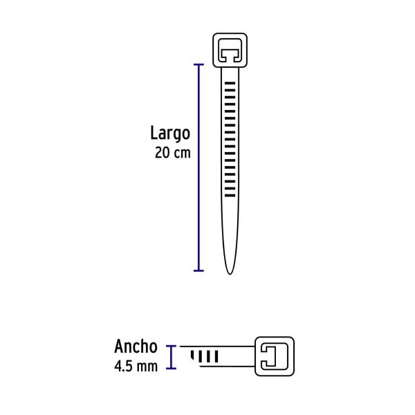 50 Amarres Plásticos De 20 cm. Tensión 50 Lb. Color Blanco - Imagen 2