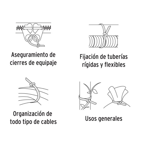 50 Amarres Plásticos De 20 cm. Tensión 50 Lb. Color Blanco - Imagen 3